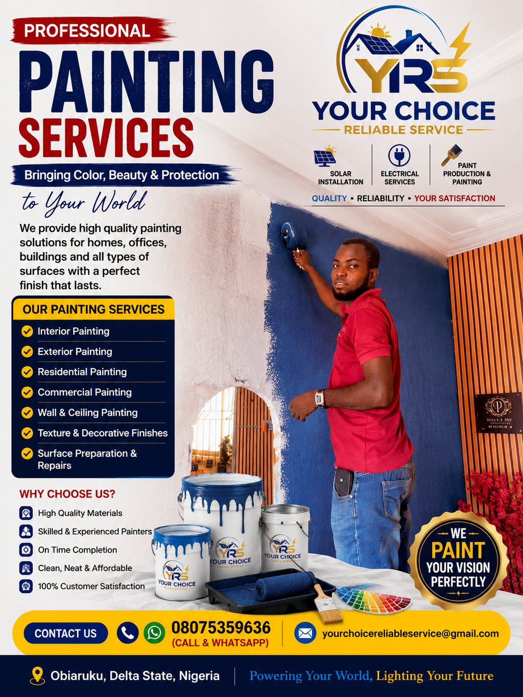 Ijeoma — Professional painter with a keen eye for detail.